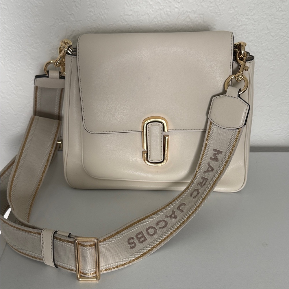 Marc Jacobs Beige Crossbody Bag with Gold Accents